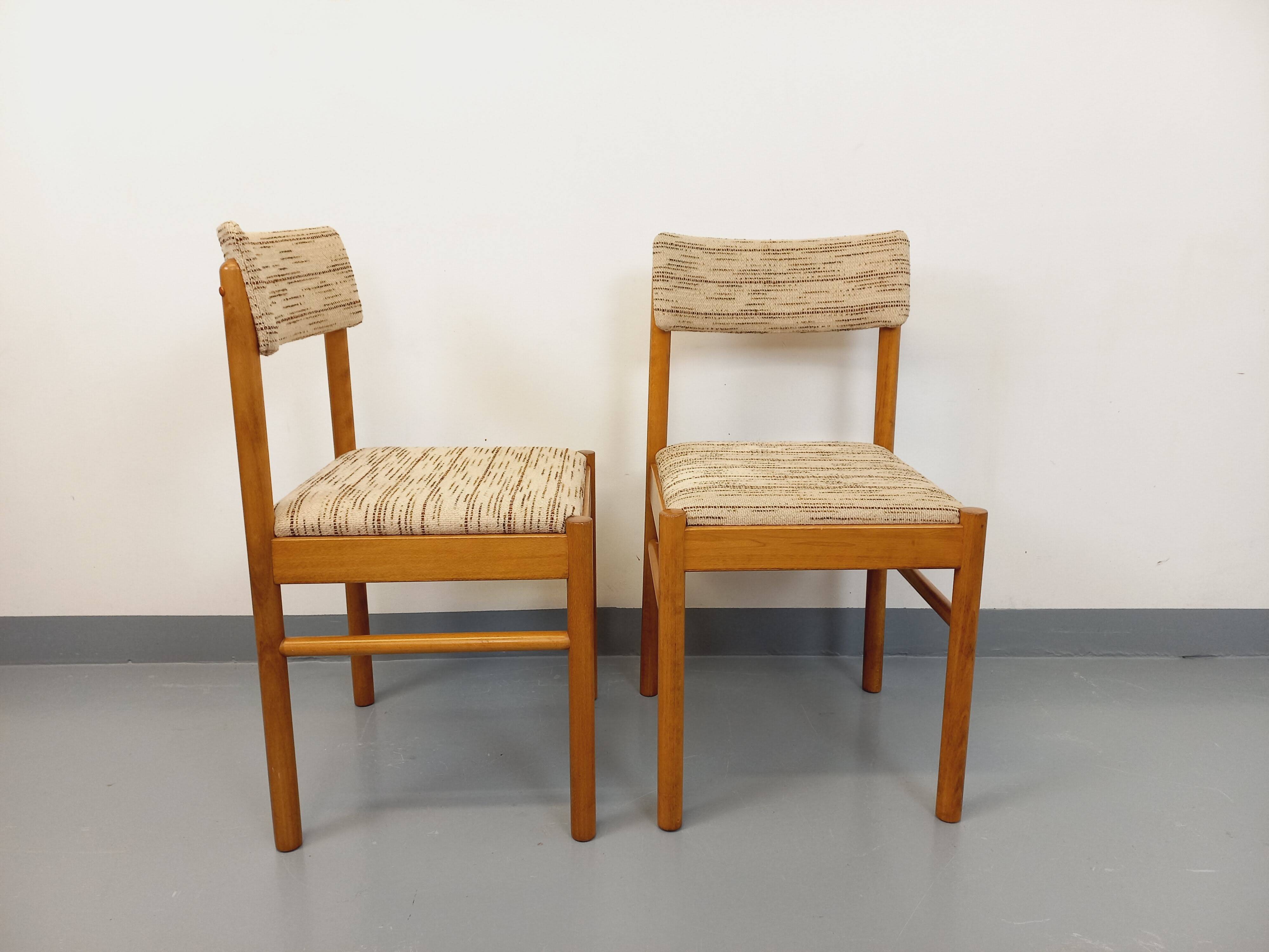 Pair of vintage Baumann chairs in wood and fabric from the 70s