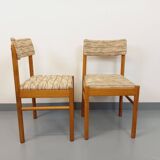 Pair of vintage Baumann chairs in wood and fabric from the 70s