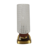 vintage bedside lamp in teak, brass and glass, 60s te