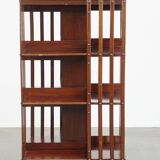 Large Antique Wooden English Book Carousel with Cast Iron Base