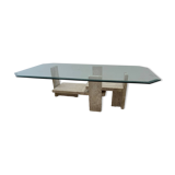 Brutalist travertine coffee table, 1970s