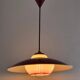 Extensible metal and opaline pendant light, Denmark, 1960.