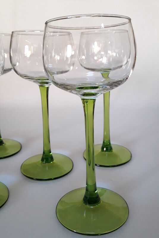 5 glasses with feet vintage white wine