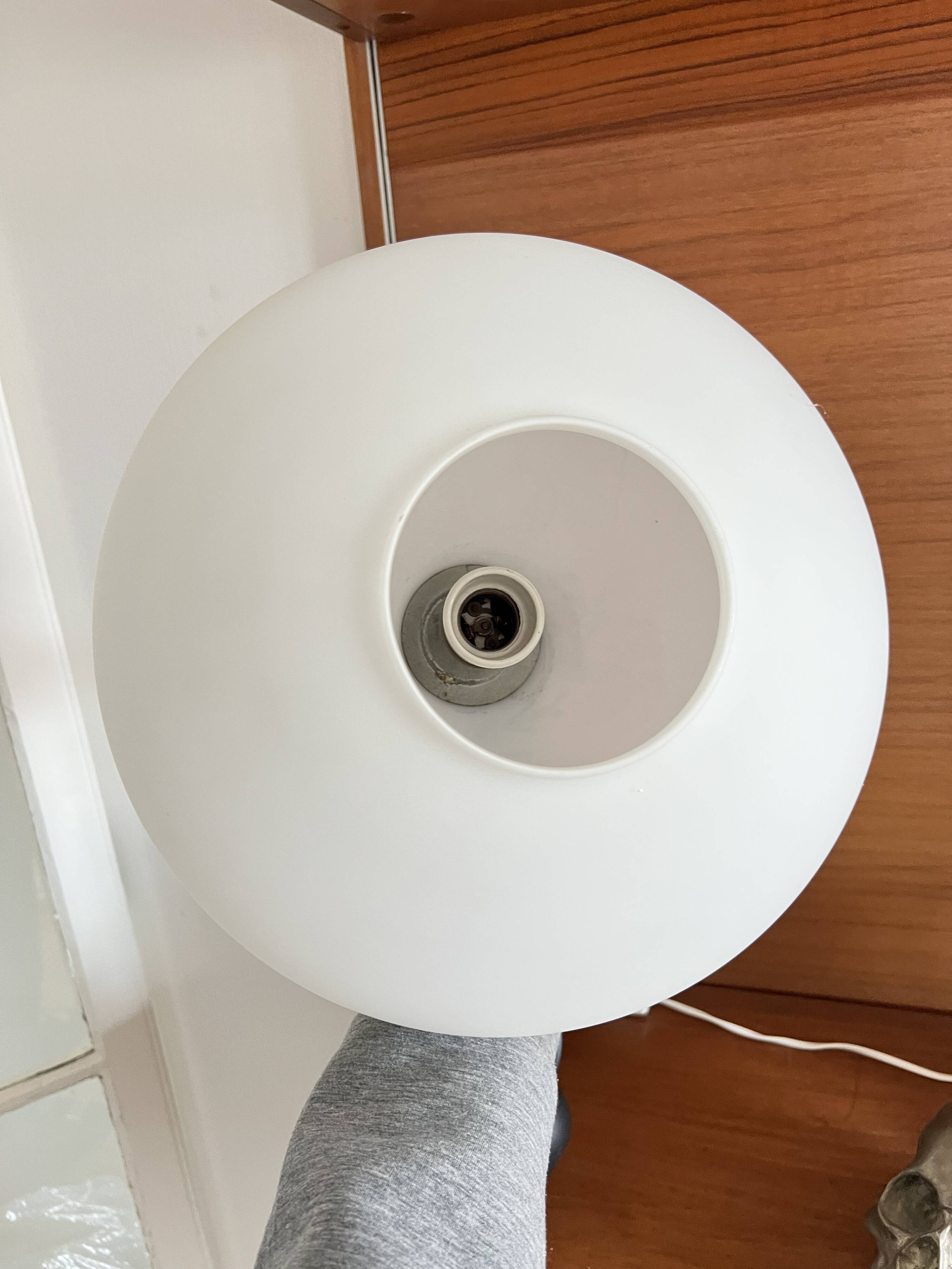 Pendant lamp in teak and opaline glass by Uno and Östen Kristiansson Luxus 50s