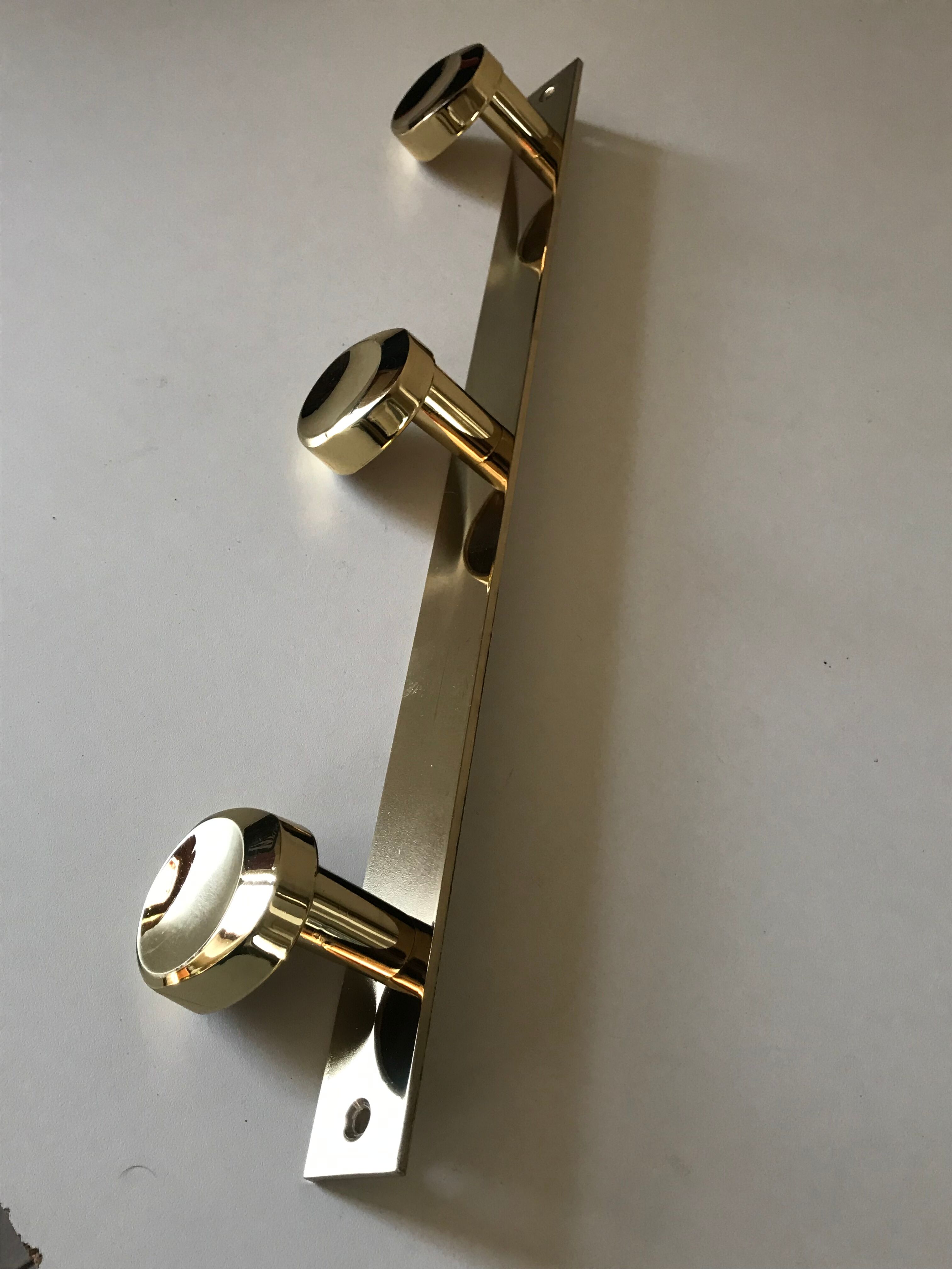 Coat rack 3 hooks vintage brass years 70 s
