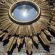 Vintage sun mirror 1960 in patinated golden balsa