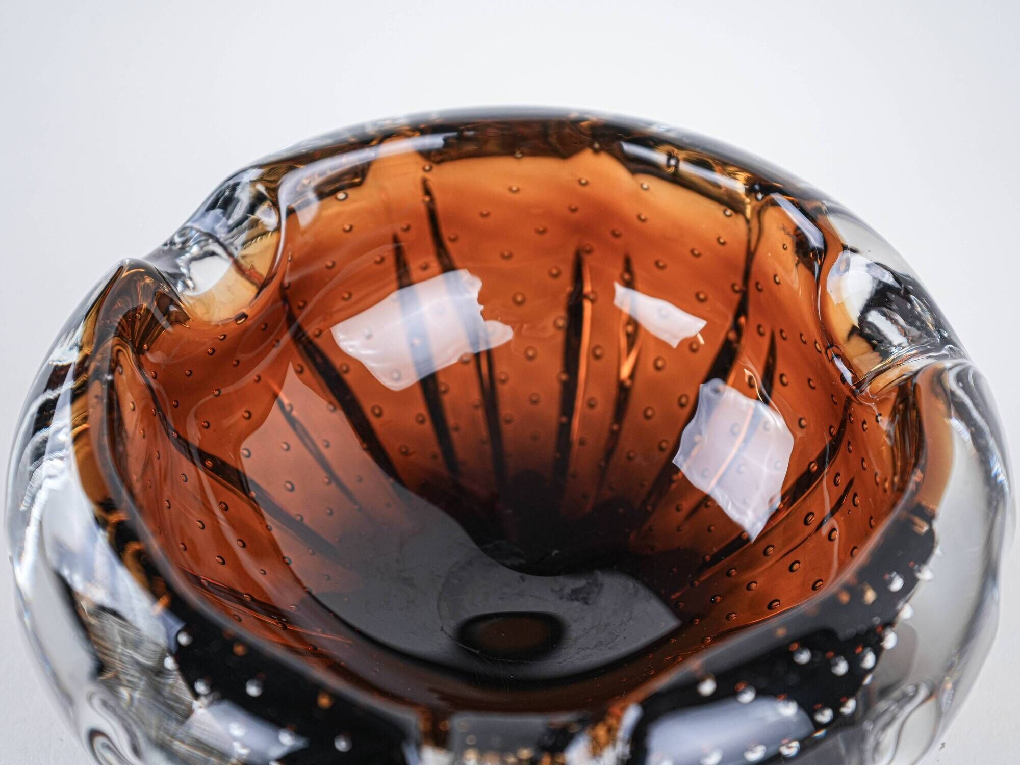 Glass platter in bullicante technique, Italian Modern design from the 1960s