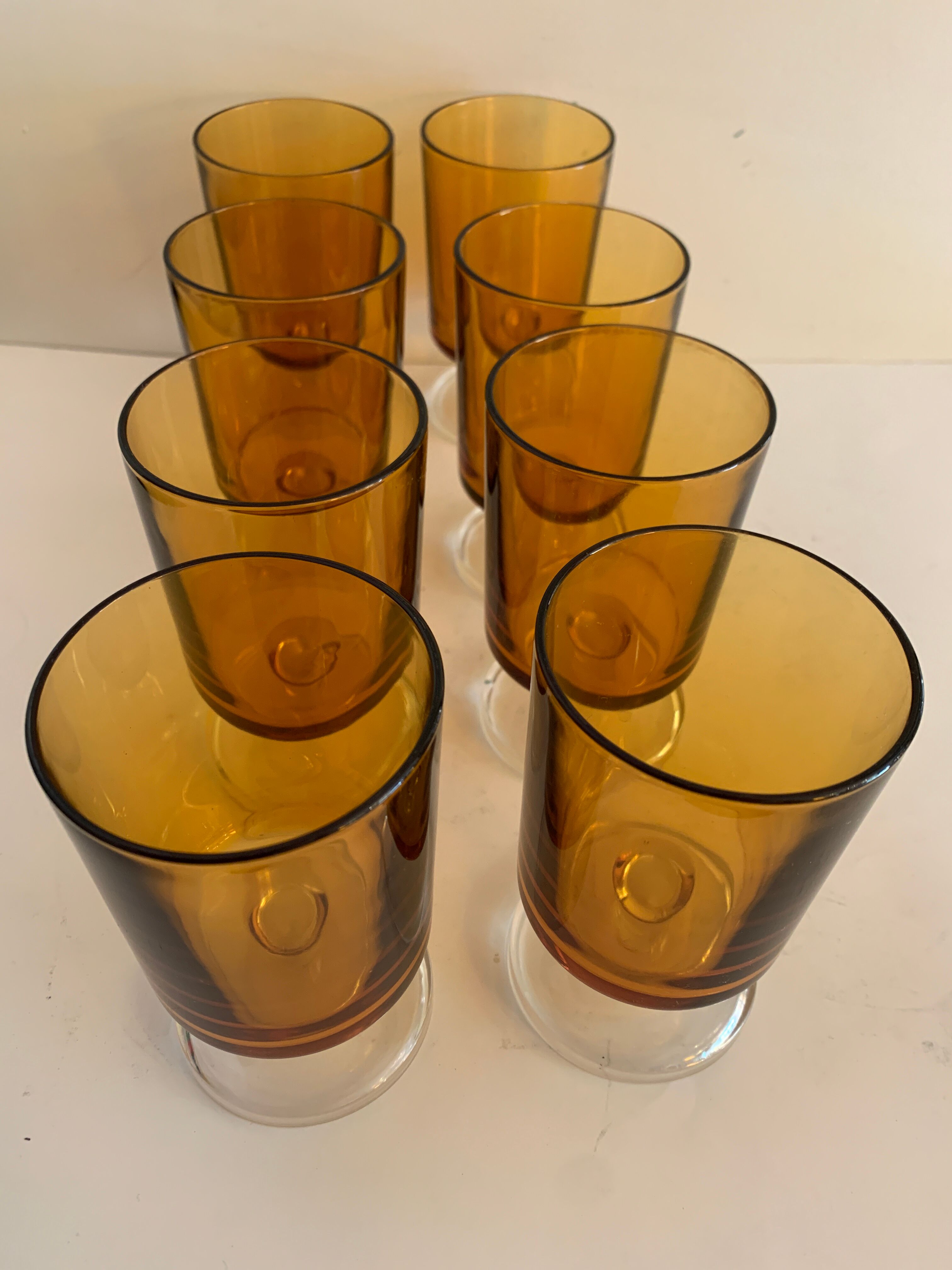 8 orange-yellow glasses Luminarc France
