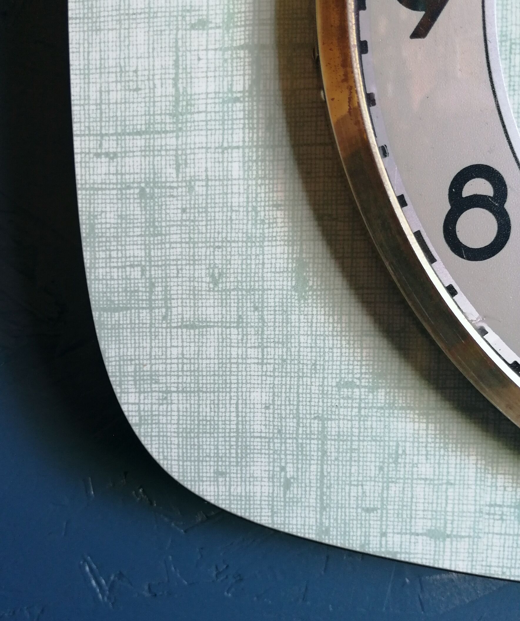 Vintage formica clock silent rectangular wall clock "Manufrance green"