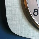 Vintage formica clock silent rectangular wall clock "Manufrance green"