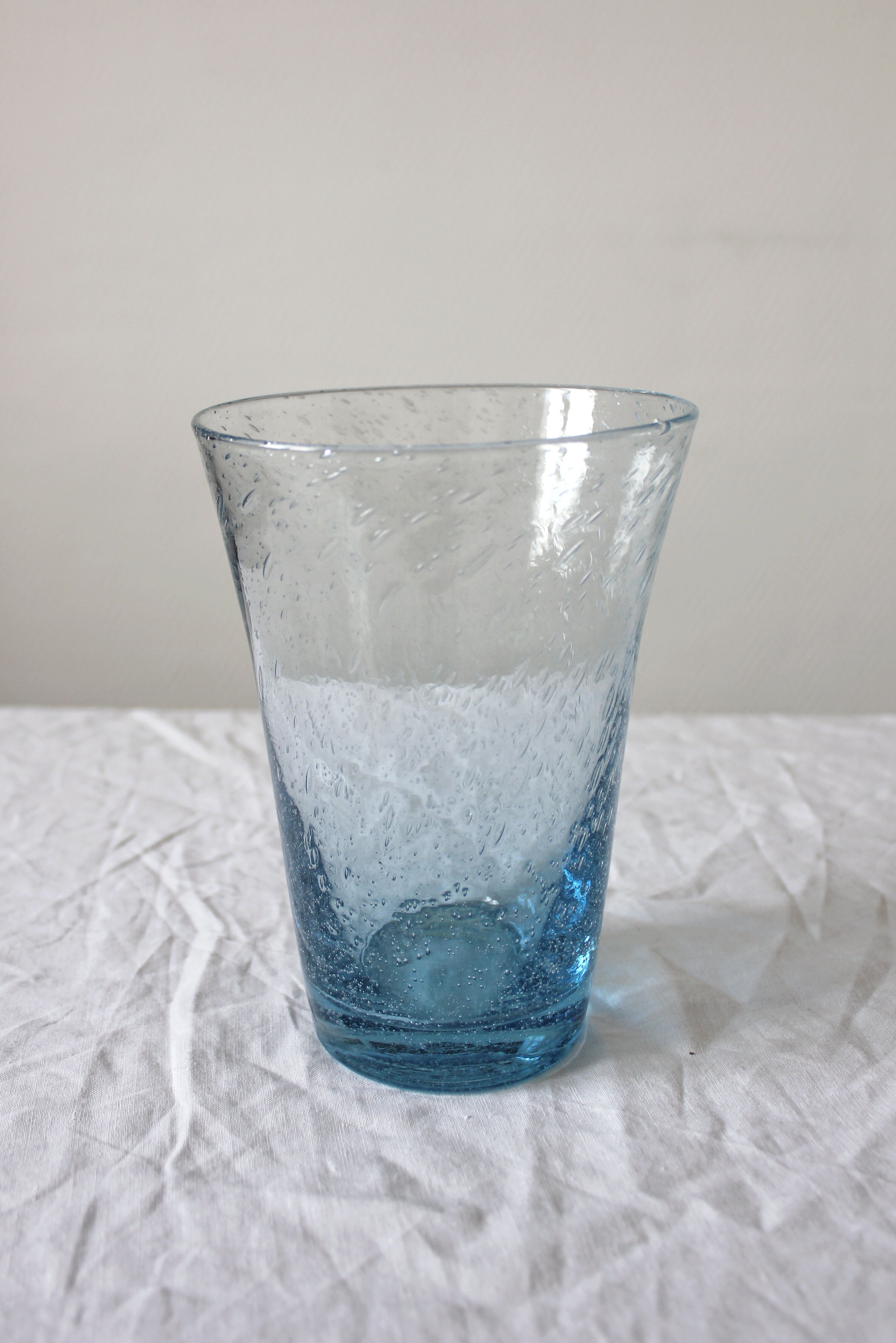 Vintage Biot Light Blue Bubble Blown Glass Vase