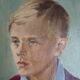 Tableau vintage portrait de jeune garcon signé trollope