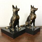 Brass dog bookends