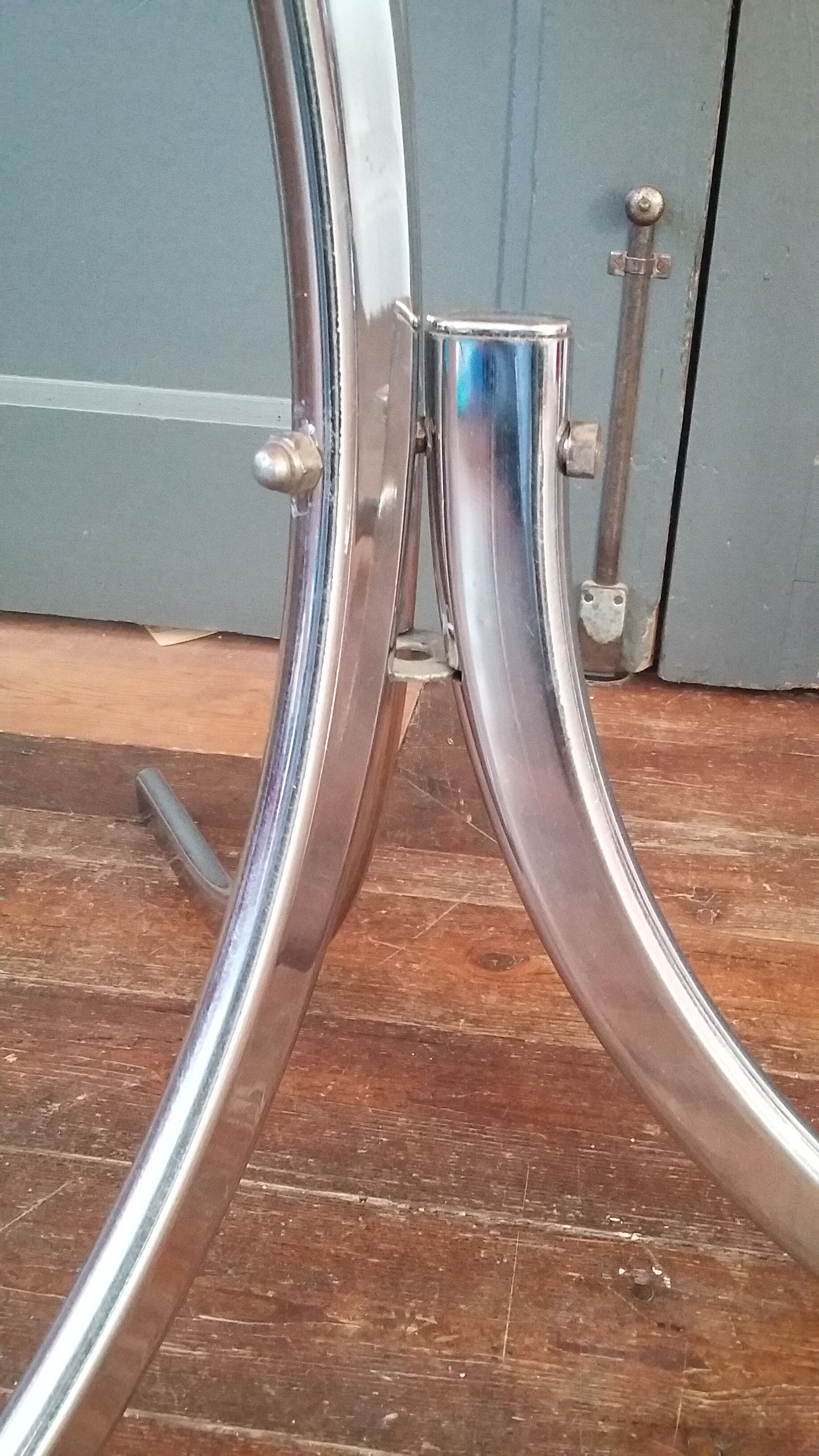 Vintage dining table glass and chrome 1970