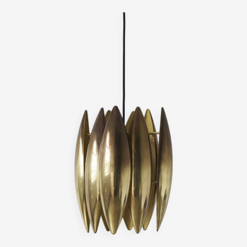 Brass Ceiling Pendant Lamp 'Kastor' design Jo Hammerborg for Fog & Mørup, 1970s