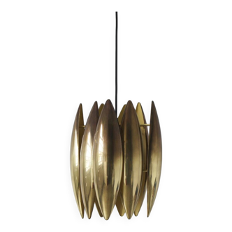 Brass Ceiling Pendant Lamp 'Kastor' design Jo Hammerborg for Fog & Mørup, 1970s