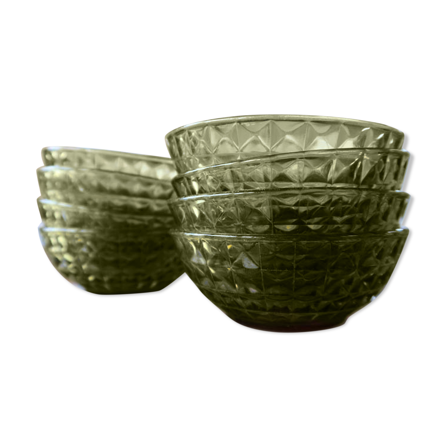 Lot 8 chiseled glass cups