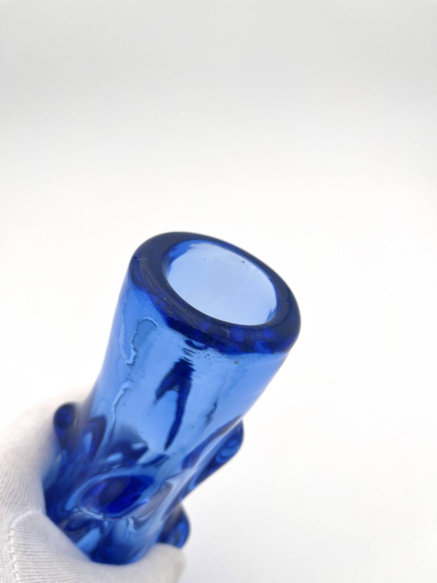 Vase Jan Beránek Chribska Art Glass Blue 27cm 1.68kg Mid-Century