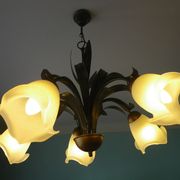 Five Pendant Lights with Frosted White Glass, 1970s