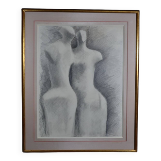 Gérard Ramon, sculptural forms, pencil drawing