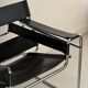 Black leather armchair model Wassily B3 by Marcel Breuer