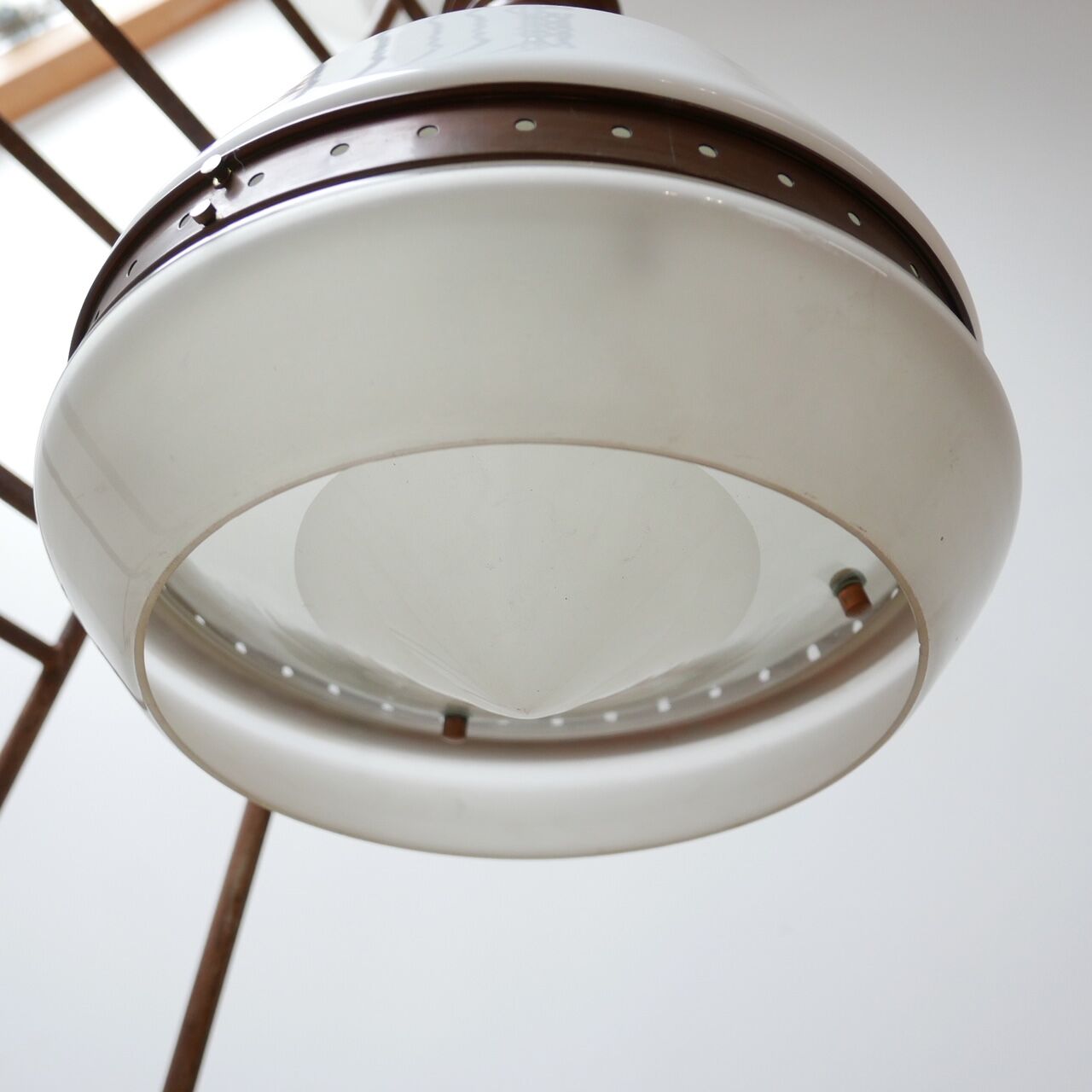 Antique German Two Tone Opaline Glass Pendant Light