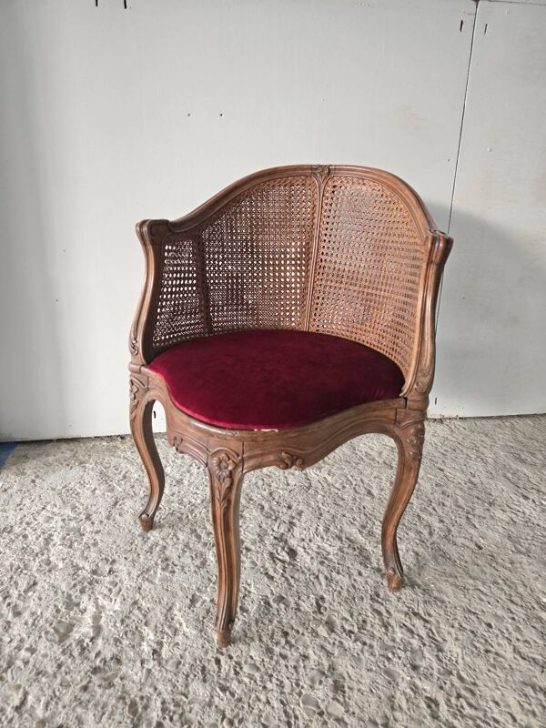 Fauteuil de Bureau Louis XV canné XIXeme
