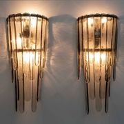 Pair of Carlo Nason Chiseled Murano Glass Cascade Sconces for Mazzega, 1960