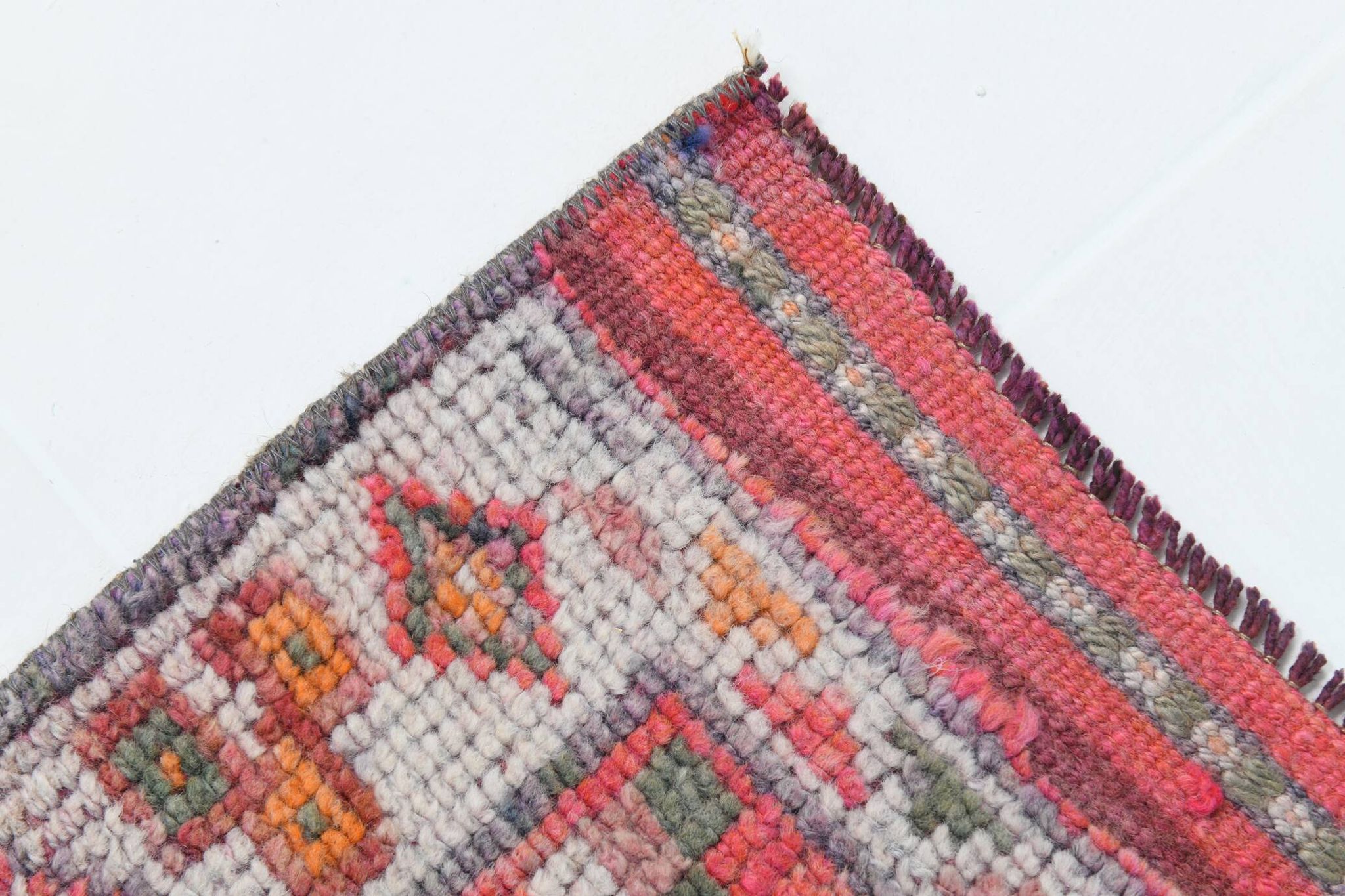 Shades Of Pink Beige Antique Vintage Runner Rug, 89x322Cm
