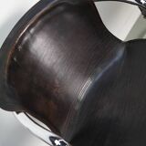 Set of four brown leather dining chairs, Willy Rizzo, 1970