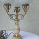 Florentine Italy ceramics - 3 arms of golden metal light - glass tulip