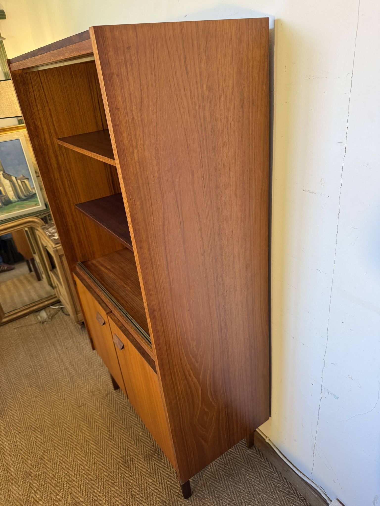 Vintage Scandinavian style sideboard in teak veneer and teak.