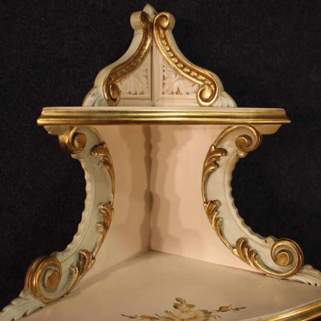 Corner cabinet in lacquered, gilded and painted wood from the 20th century