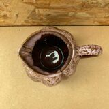 Antique melon pitcher flamed ceramic brown & pink vintage
