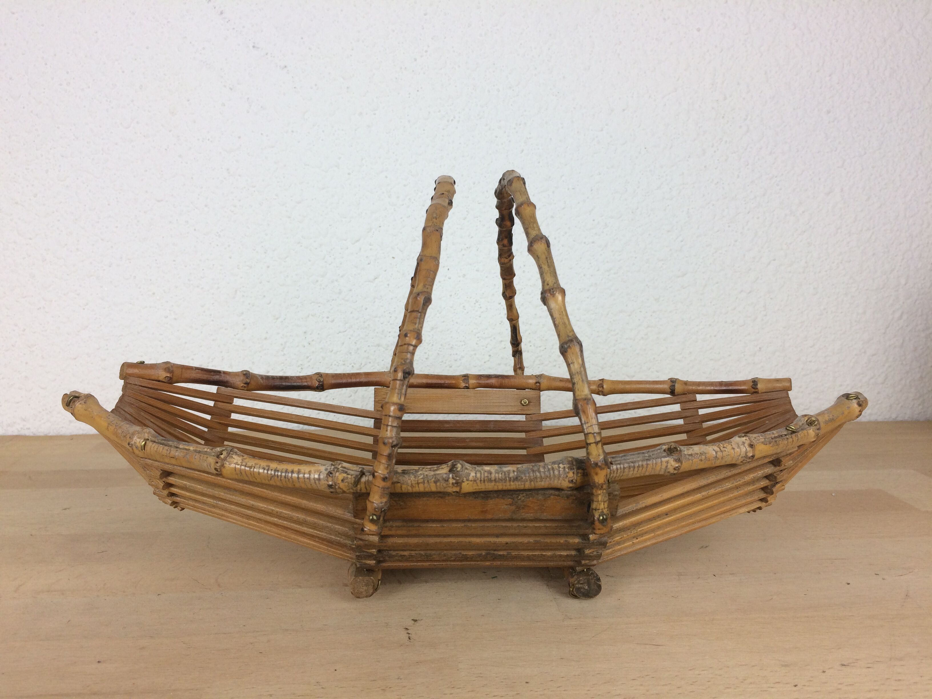 Vintage wicker and rattan fruit basket