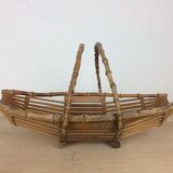 Vintage wicker and rattan fruit basket