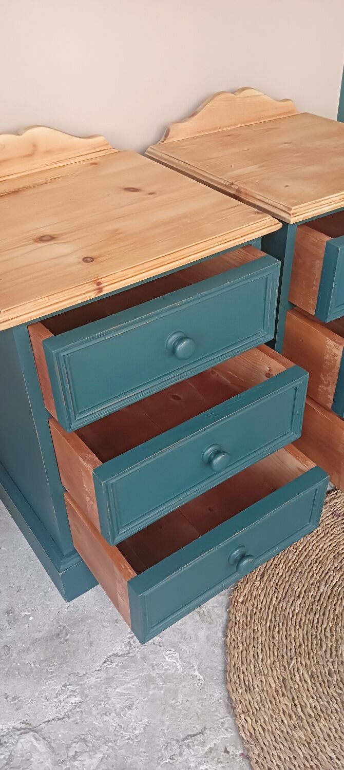 Pair of bedside tables revisited in blue