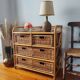 Commode vintage en rotin clair