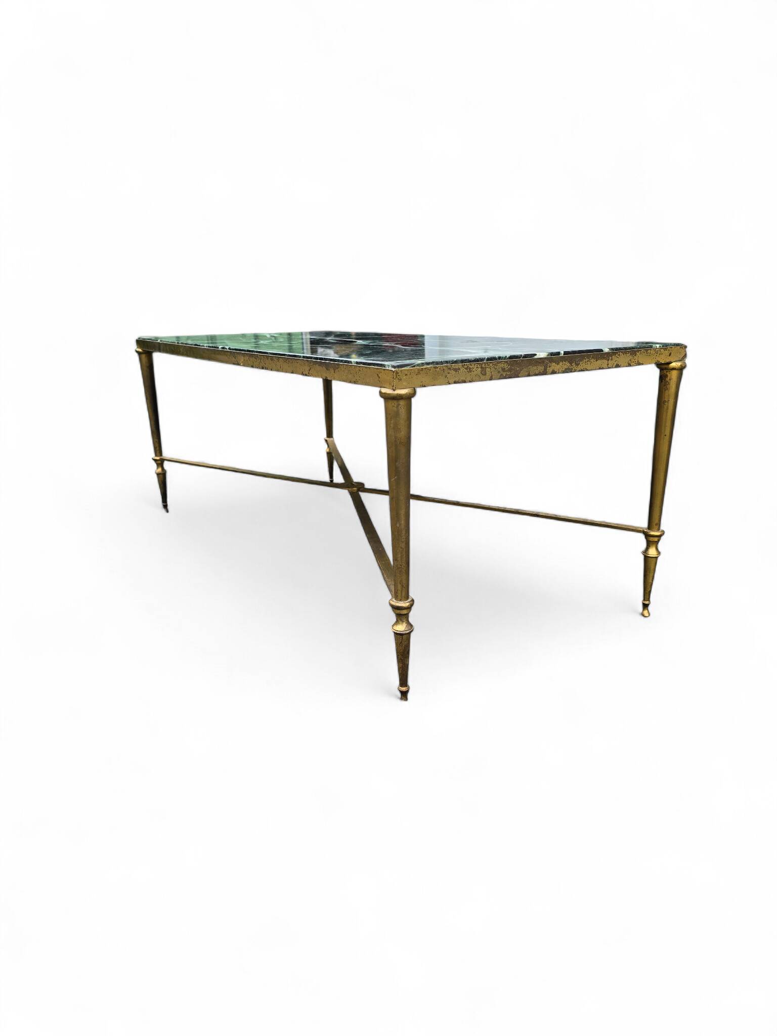Green marble and brass coffee table