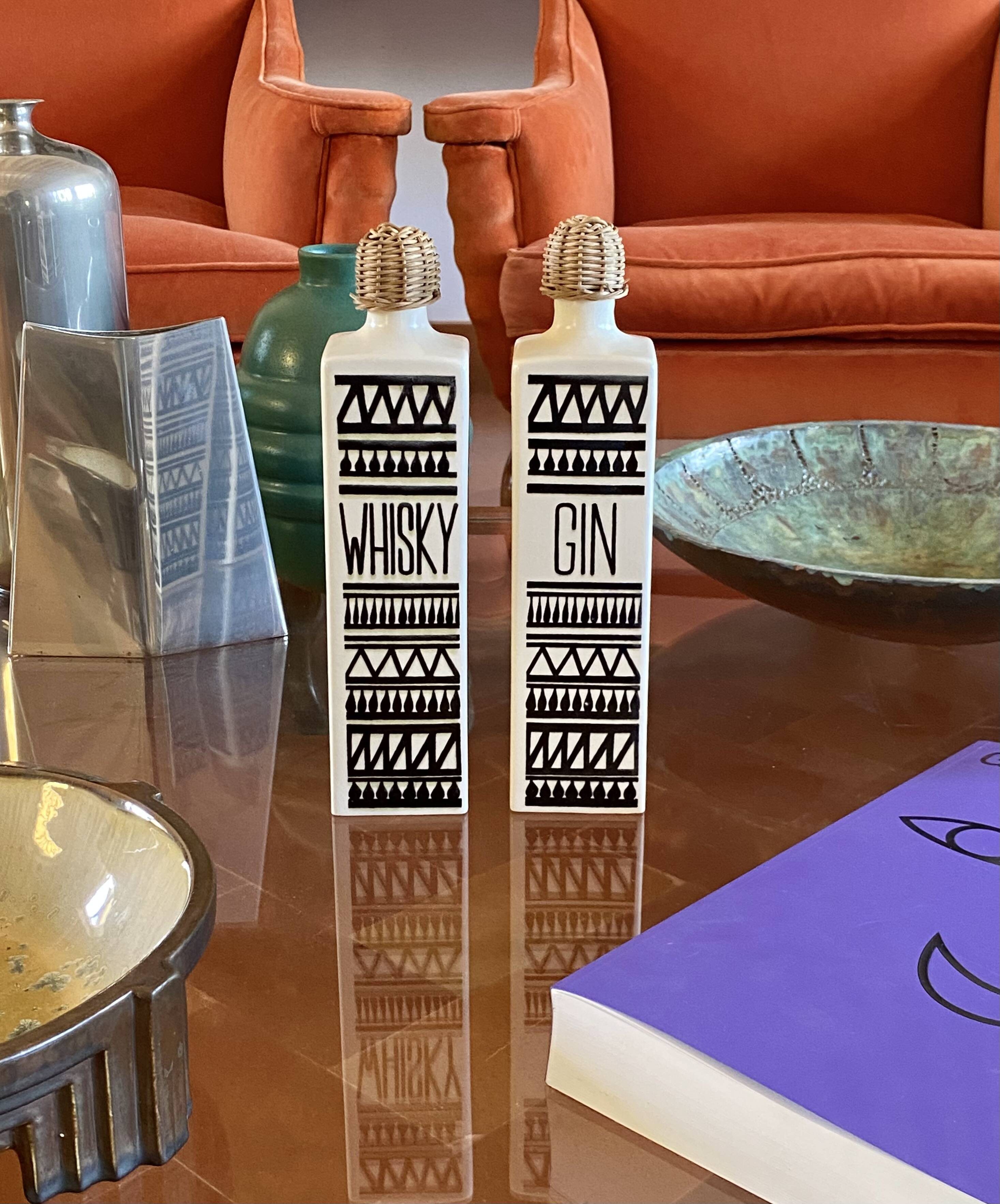 Mid-century set of 2 ceramic bottles, Staffel Limburg Germany, 1960s