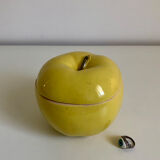 Yellow glazed ceramic box in the shape of an apple, 1970