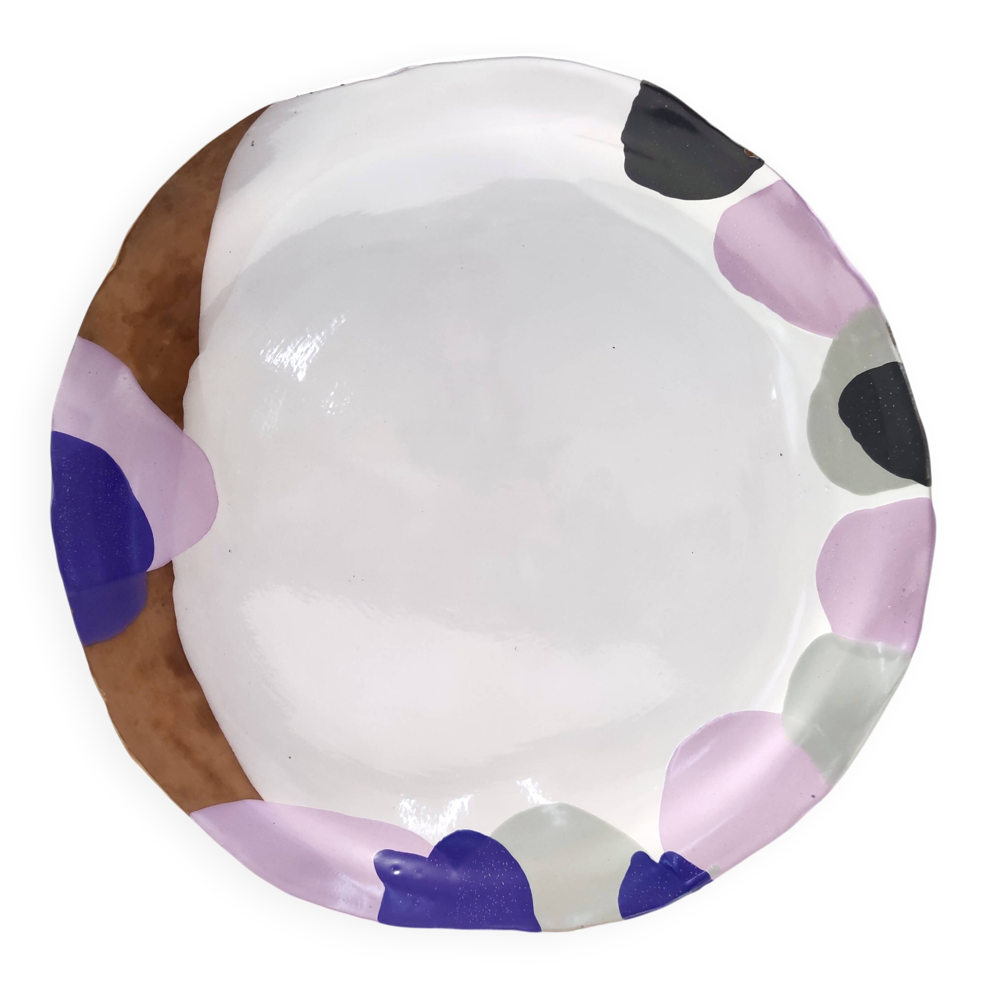 Large Earthenware Vide-Poche / Decorative Plate by Pino Castagna, Italy