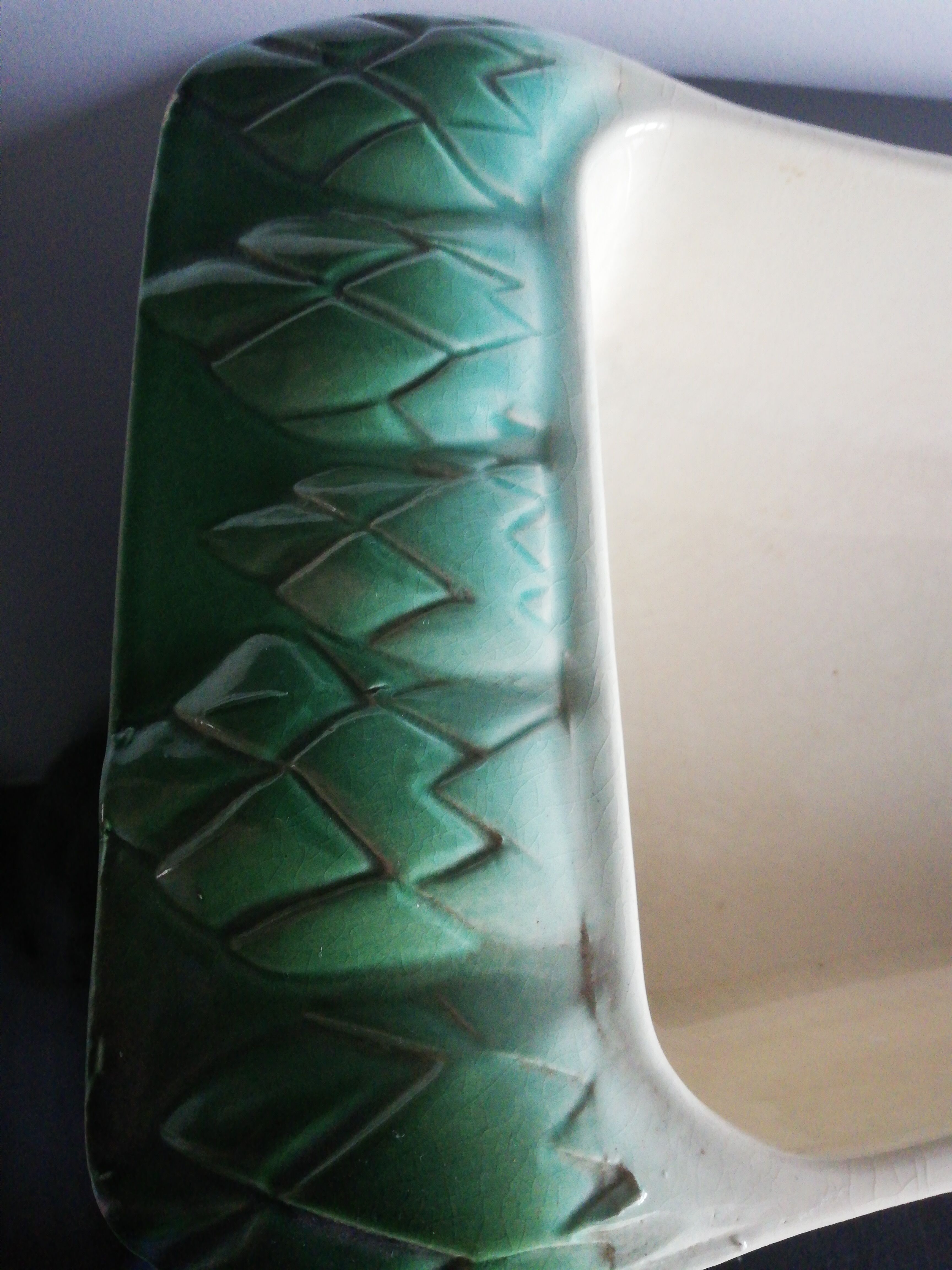 Earthenware terrine-shaped asparagus dish