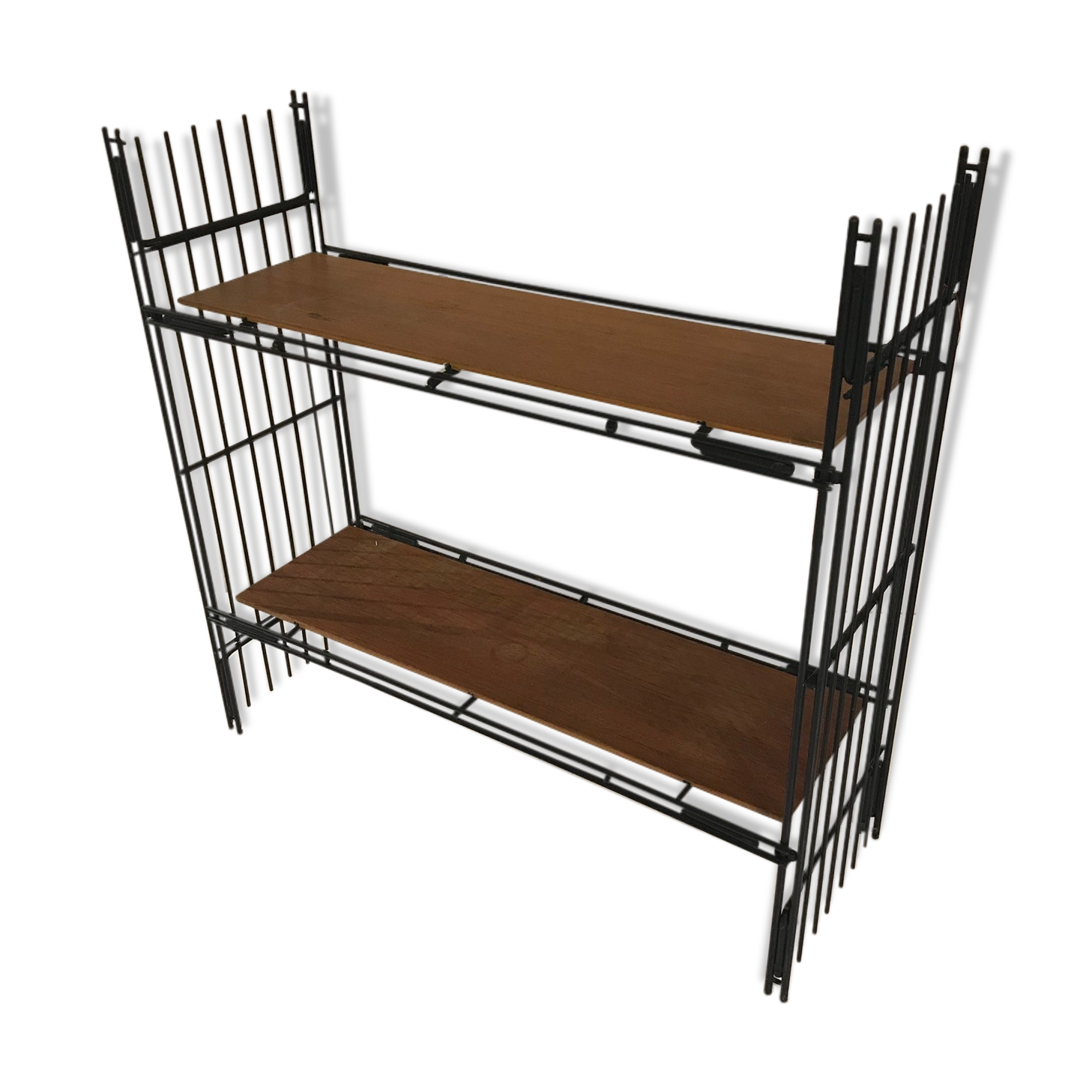 Vintage teak and metal shelf