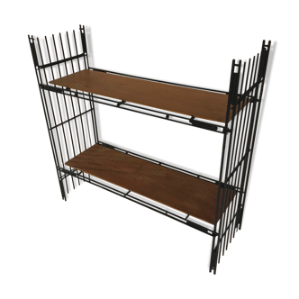 Vintage teak and metal shelf