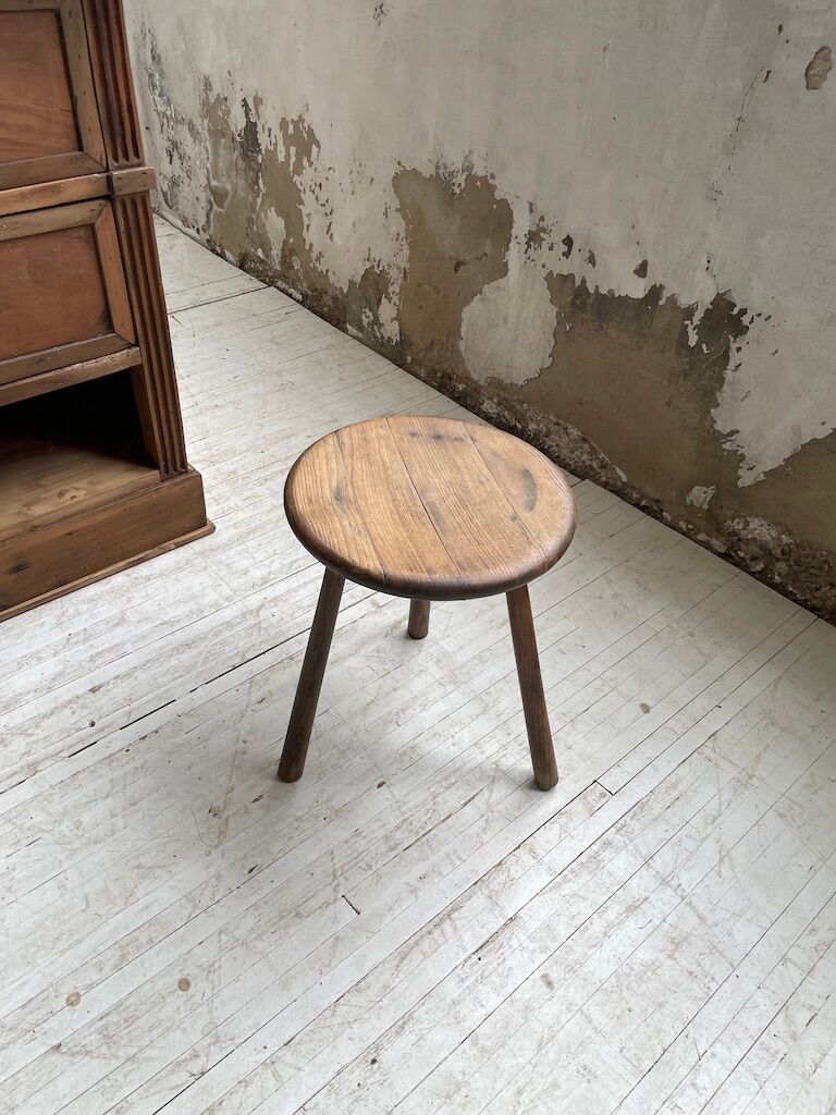 French tripod oak stool 50