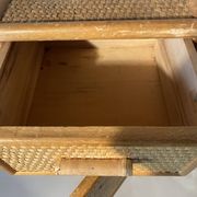 High rattan bedside accent table