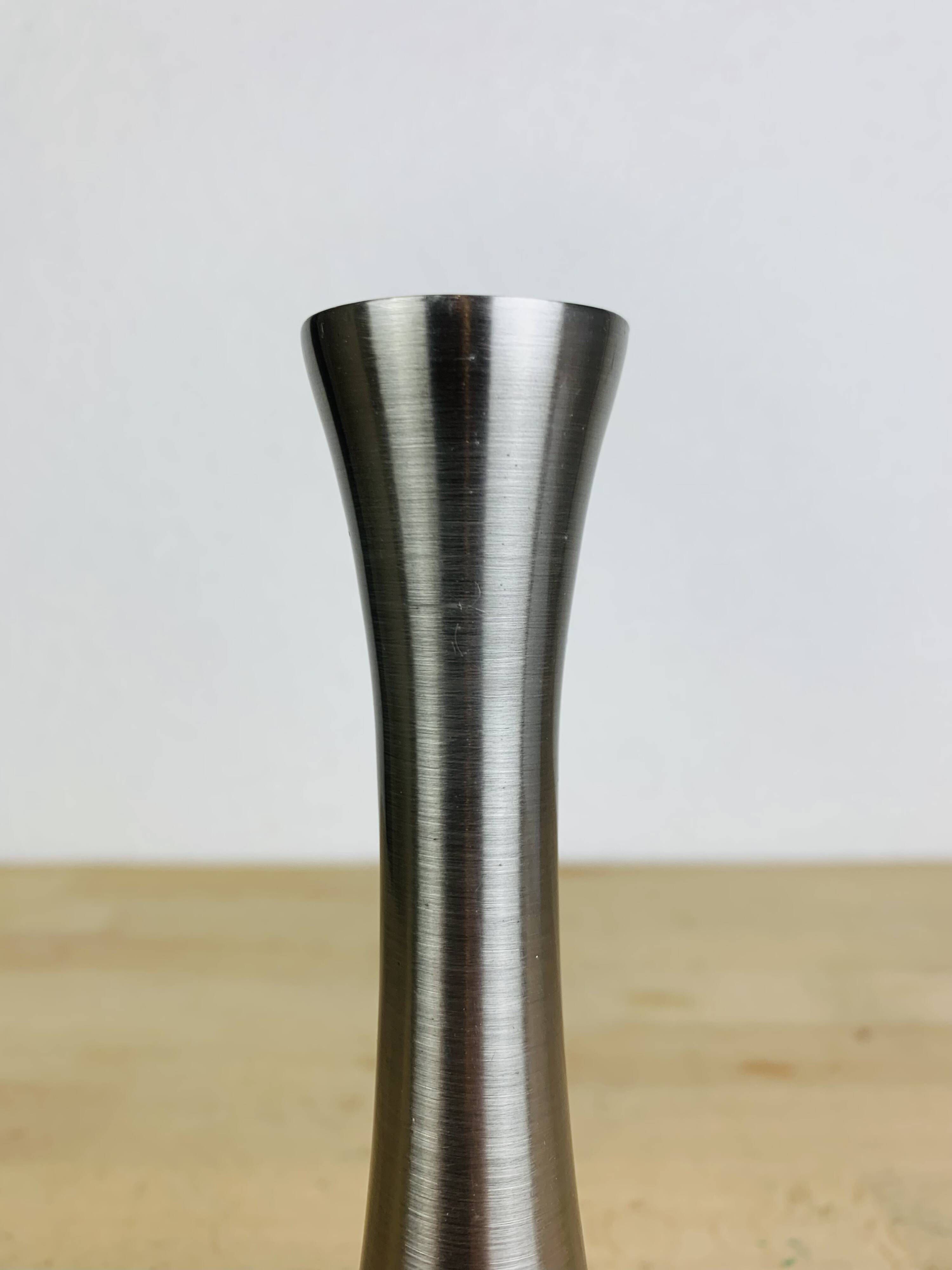 70s stainless steel vase, vintage, space age