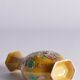 Chinese Yellow Glazed Hexagonal Relief Porcelain Vase with Prunus Motif