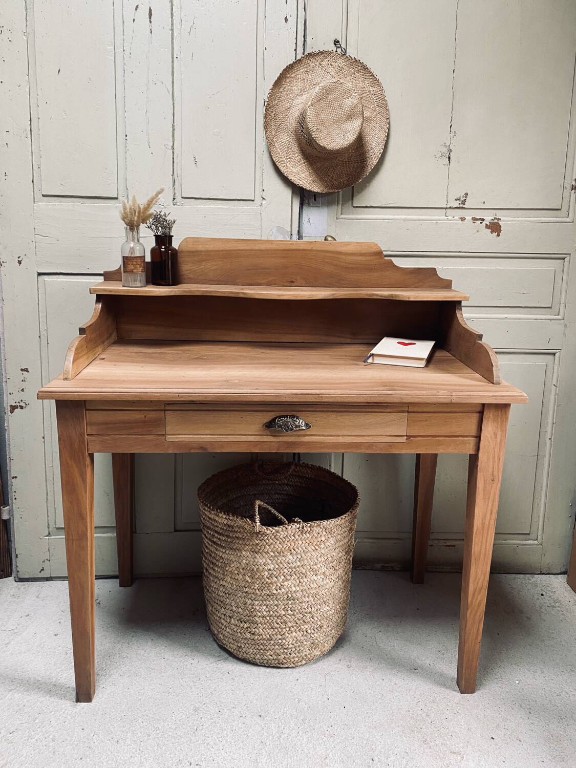 Antique solid oak secretary – gently refurbished